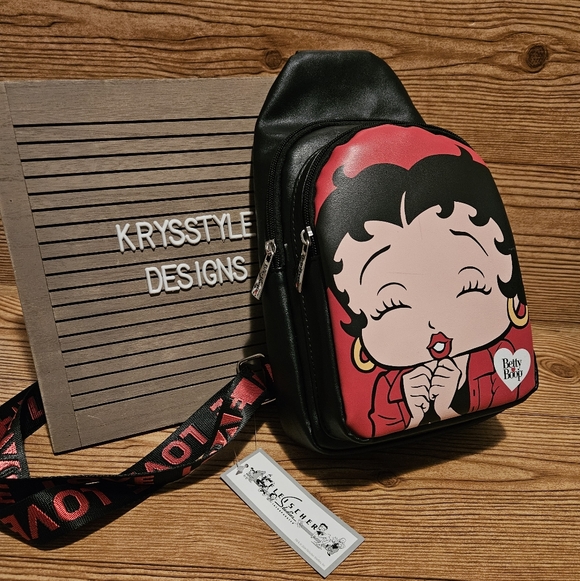 Betty Boop Handbags - Betty Boop Black and Red Sling Bag Purse Backpack